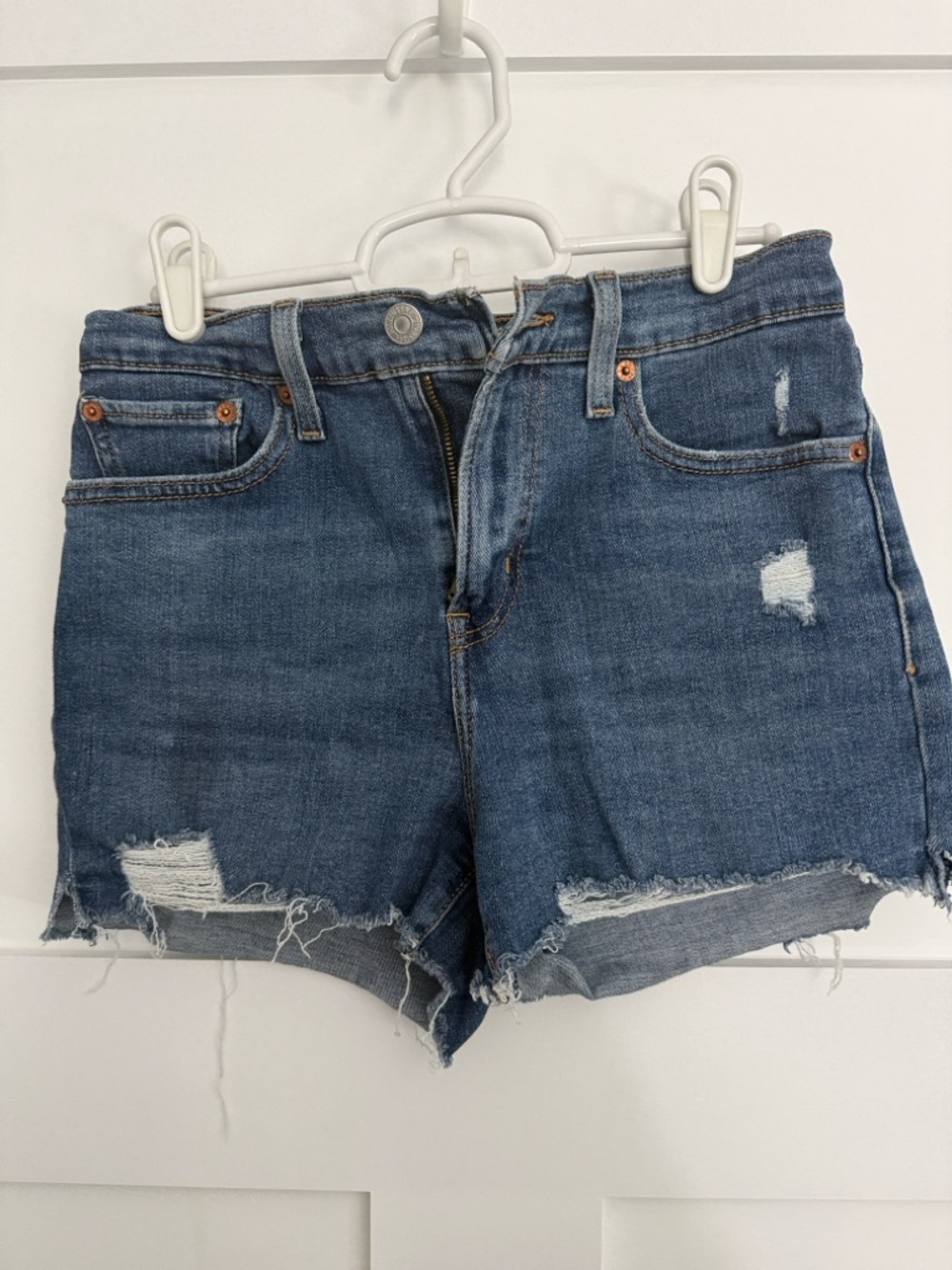 Levi's 501 Original Distressed High-Rise Jean Shorts - Blue size 26/2